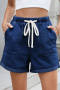 casual plus size non-stretch 7 colors solid color loose denim shorts_Black_White_Dark Gray_Sky Blue_Blue_Sea Blue