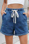 casual plus size non-stretch 7 colors solid color loose denim shorts_Black_White_Dark Gray_Sky Blue_Blue