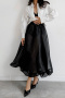 sexy non-stretch see-through mesh high-waist maxi skirt_Black