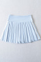casual slight stretch pleated high waist mini skirt with lining size run small_Black_White_Sky Blue