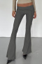 sexy slight stretch 3 colors low-waist solid color pants_Black_Gray