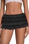 chic slight stretch 6 colors lace ruffle all-match hot shorts_Black