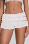 chic slight stretch 6 colors lace ruffle all-match hot shorts_Black_White