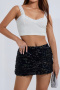sexy non-stretch 9 colors high-waist mini skirt_Black