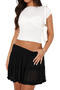casual slight stretch see-through mesh pleated mini skirt with lined(only skirt)_Black