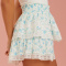 casual new non-stretch floral print high-waist lace splicing shorts #1_Light Pink_Aqua Green