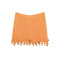 stylish slight stretch solid color knitted beads decor shorts_Orange
