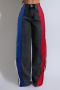 casual plus size slight stretch 3 colors all-match straight jeans_Black