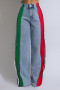 casual plus size slight stretch color-block all-match straight jeans_Sky Blue