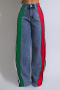 casual plus size slight stretch color-block all-match straight jeans_Sky Blue_Blue