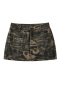 casual non-stretch camo print denim mini skirt with lined size run small_Dark Green