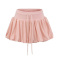 casual slight stretch high waist pleated mini skirt with lined size run small_Black_White_Gray_Pink
