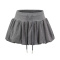 casual slight stretch high waist pleated mini skirt with lined size run small_Black_White_Gray