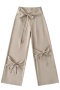 stylish non-stretch new 6-colors bow decor straight pants size run small_Black_Dark Gray_Light Pink_Yellow_Sky Blue_Khaki