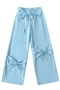 stylish non-stretch new 6-colors bow decor straight pants size run small_Black_Dark Gray_Light Pink_Yellow_Sky Blue