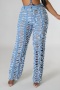 stylish grunge style plus size slight stretch high waist ripped straight jeans_Dark Gray_Sky Blue