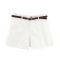casual non-stretch with belt solid color shorts_White