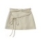 casual slight stretch 5 colors high-waist lace-up mini skirt(size run small)_Black_White_Gray_Pink_Khaki 
