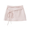 casual slight stretch 5 colors high-waist lace-up mini skirt(size run small)_Black_White_Gray_Pink