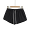 casual slight stretch 4 colors drawstring high-waist shorts(size run small)_Black