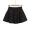 casual non-stretch solid color bow decor high-waist mini skirt(size run small)_Black