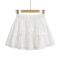 casual non-stretch solid color bow decor high-waist mini skirt(size run small)_Black_White