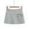 casual slight stretch 6 colors high-waist bow decor mini skirt(size run small)_Black_White_Gray
