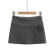casual slight stretch 6 colors high-waist bow decor mini skirt(size run small)_Black_White_Gray_Dark Gray