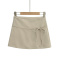casual slight stretch 6 colors high-waist bow decor mini skirt(size run small)_Black_White_Gray_Dark Gray_Sky Blue_Khaki