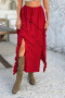 casual slight stretch 4 colors ruffle tie-waist all-match midi skirt_Black_White_Red