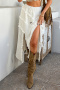 casual slight stretch 4 colors ruffle tie-waist all-match midi skirt_Black_White