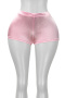 casual plus size slight stretch 6 colors solid color slim fit satin shorts_Black_White_Pink