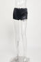 casual plus size slight stretch 6 colors solid color slim fit satin shorts_Black