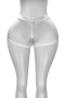 casual plus size slight stretch 6 colors solid color slim fit satin shorts_Black_White