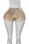casual plus size slight stretch 6 colors solid color slim fit satin shorts_Black_White_Pink_Yellow_Green_Champagne