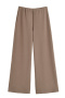 casual non-stretch high-waist solid color zip-up loose pants_White_Brown