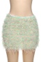 sexy slight stretch mesh 3 colors tassel bodycon mini skirt_Pink_Green