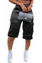 casual plus size slight stretch pure color pocket all-match cargo shorts_Black