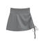 casual slight stretch 3 colors high-waist drawstring mini skirt(size run small)_Black_White_Gray