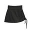 casual slight stretch 3 colors high-waist drawstring mini skirt(size run small)_Black