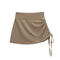 casual slight stretch 3 colors high-waist drawstring mini skirt(size run small)_Black_White_Gray_Khaki 