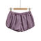 casual non-stretch satin solid color high-waist shorts(size run small)_Black_Pink_Green_Dark Blue_Purple