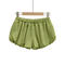 casual non-stretch satin solid color high-waist shorts(size run small)_Black_Pink_Green