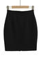 casual slight stretch high-waist slit mini skirt(size run small)_Black