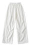 casual slight stretch 10colors drawstring high-waist loose pants(size run small)_Black_White