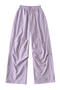 casual slight stretch 10colors drawstring high-waist loose pants(size run small)_Black_White_Dark Gray_Light Pink_Rose Red_Yellow_Dark Green_Sky Blue_Light Purple