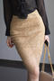 casual slight stretch lace high-waist midi skirt(size run small)_Black_Khaki