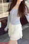 casual stretch ribbed knit solid color high-waist mini skirt(size run small)_Black_Beige