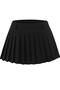 casual non-stretch 3 colors high-waist pleated mini skirt(size run small)_Black