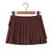 casual non-stretch solid color high-waist pleated mini skirt(size run small)_Black_Rose Red